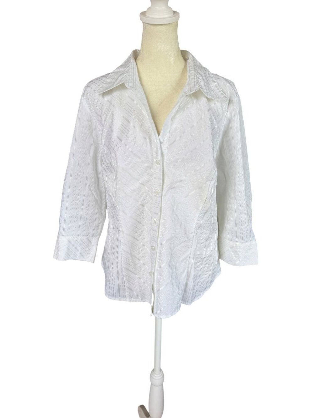 Apostrophe white 3/4 sleeve collared button down blouse women's XL Petite